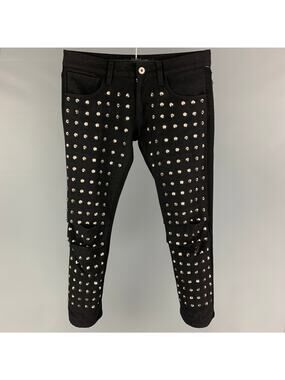 JUNYA WATANABE Size 6 Black Silver Studded Cutout Jeans